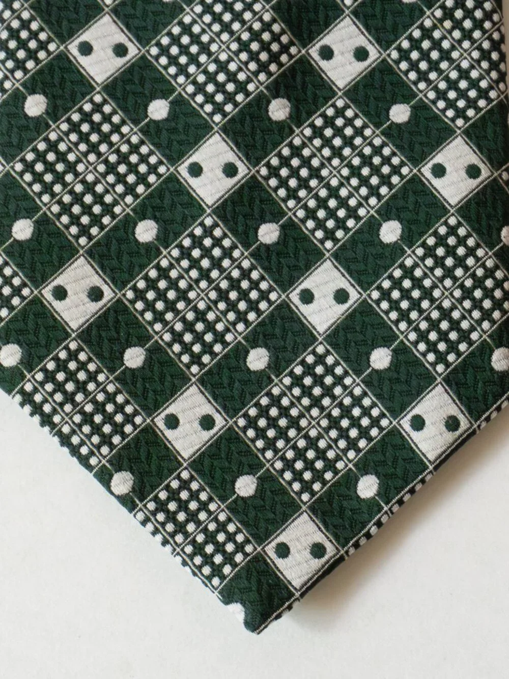 Vintage 1970s Men’s Green Geometric Polyester Wide Necktie 55” Long Retro Tie